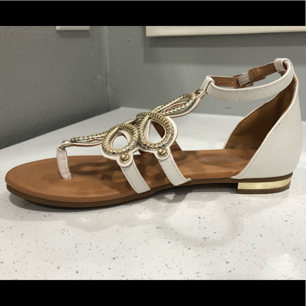 White and gold sandals